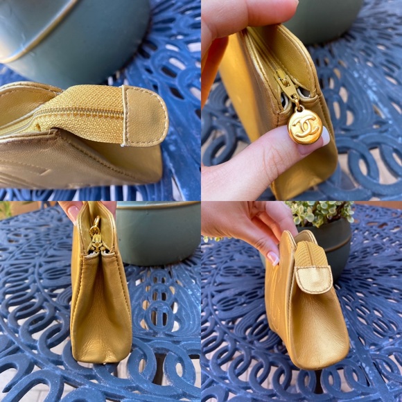 SOLD Chanel Gold Lambskin Timeless CC Cosmetic Pouch - Picture 6 of 11